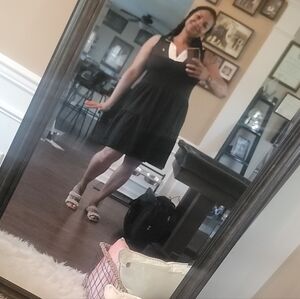 Nautica Black Dress with White V-Collar